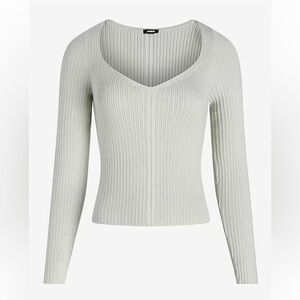 Express Fitted Ribbed Sweetheart Neckline Sweater mint green womens NEW size XS